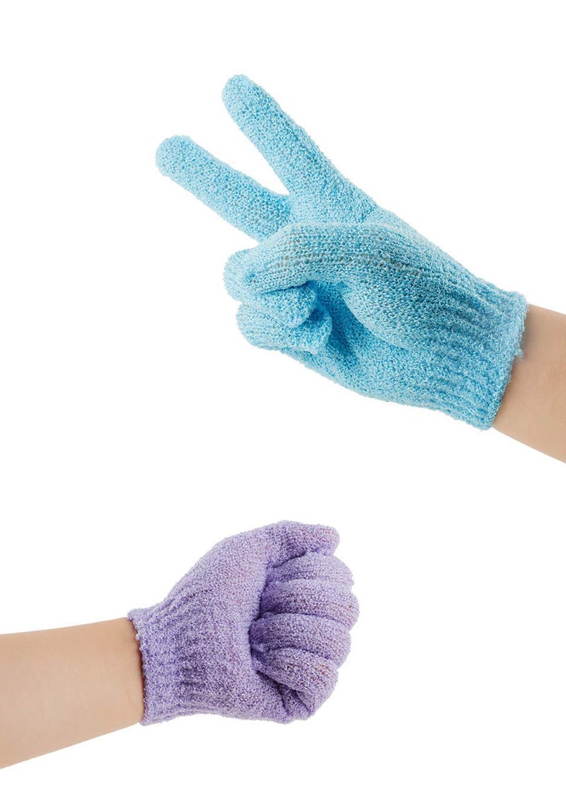 Lukzer زوج من قفازات الاستحمام لتقشير الجسم | قفازات تنظيف الجسم للتدليك والعناية بالبشرة لإزالة خلايا الجلد الميتة، قفازات استحمام نايلون مع جهاز تدليك (لون عشوائي) - Image 2