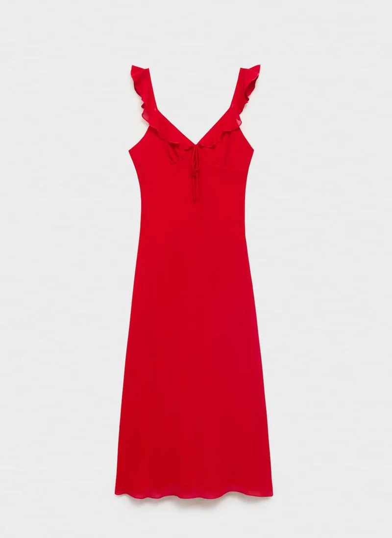 MANGO  Midi-Dress With Ruffle Neckline for Women | Best Price UAE