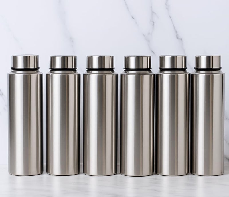 STEEPLE 1000ml Stainless Steel Water Bottle, Fridge Water Bottle Set 1Litre (6) - Image 1