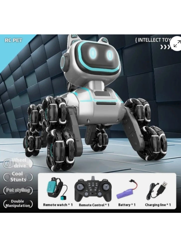 Smart Robot Dog Toy For Kids – Remote & Gesture Control – 8 Wheels – Led Light-Up Eyes - Image 4