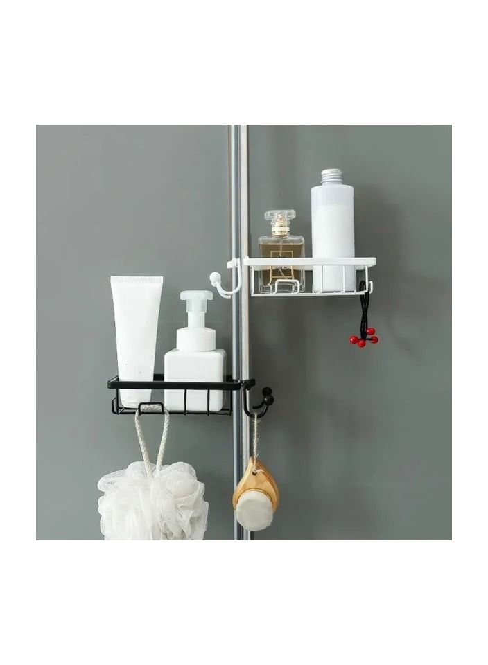 2-Pieces Kitchen Sink Faucet Rack Sponge Rag Storage Drain Shelf,Bathroom Shower Rod Hanging Iron Basket Soap Dish Shampoo Holder - Image 3