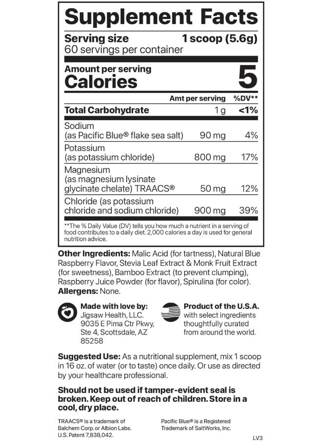 Jigsaw Health Jigsaw Health Potassium Cocktail Formerly Pickleball Cocktail | Blue Raspberry, 60 Serving Jars  - Image 3