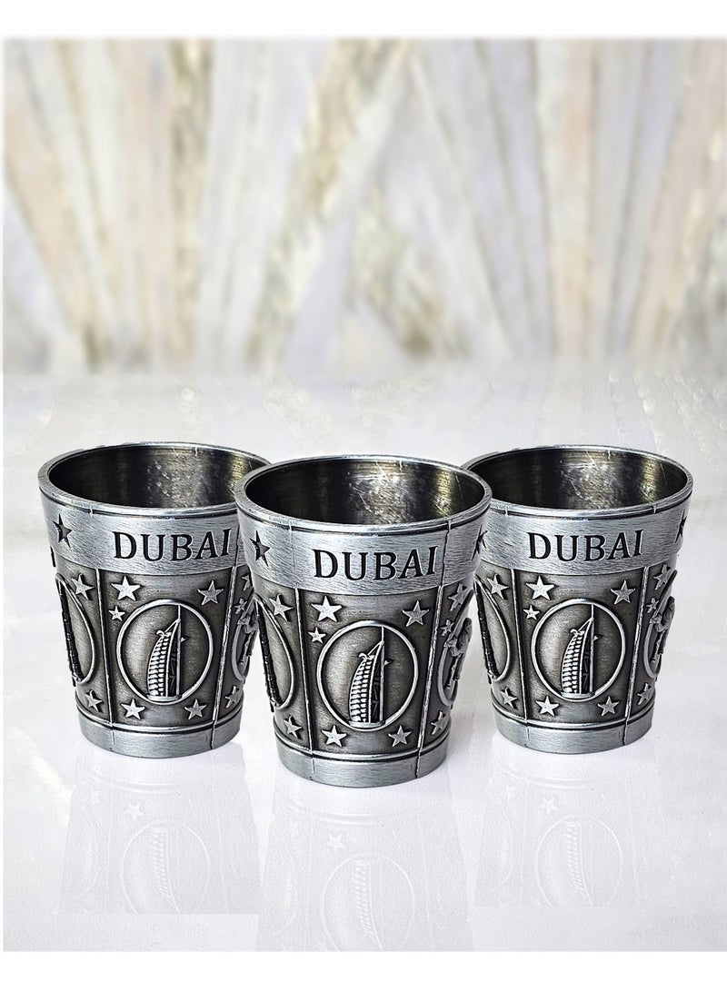 Souvenir Souq Souvenir Decoration Premium Metal Short Glass Antique Polish 3pcs - Image 1