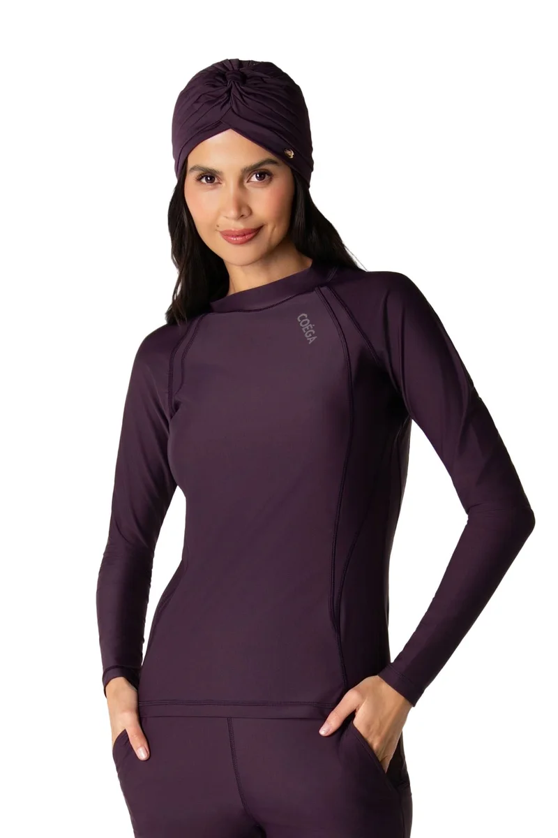 كويجا صن وير COEGA Ladies Rash Guard Long Sleeve - Midnight Plum