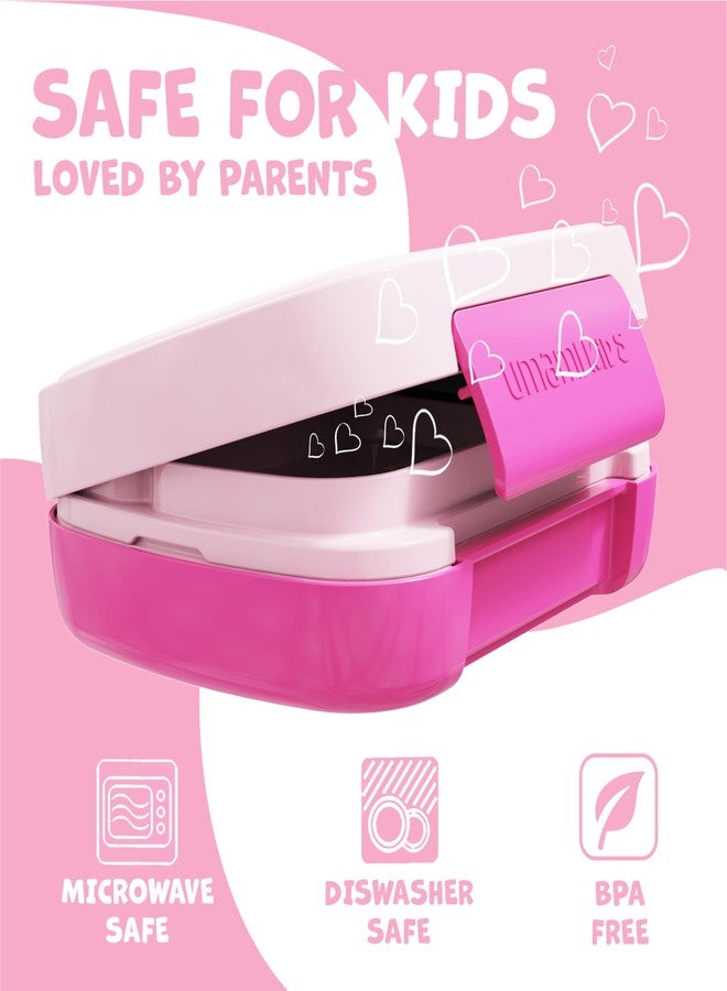 Umami All-in-1 Bento Box for Kids, Ice-pack & Utensils Included, 100% Leakproof & BPA free, Parents' favorite Lunch Box Kids (Candy Pink, 23 oz) - Image 5