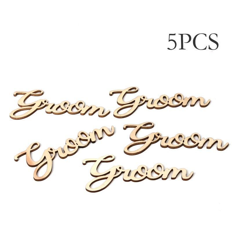 5pcs/set Wooden Letter Groom Wedding Sign Ornaments Embellishments DIY Craft Decoration Party Accessories - Image 1