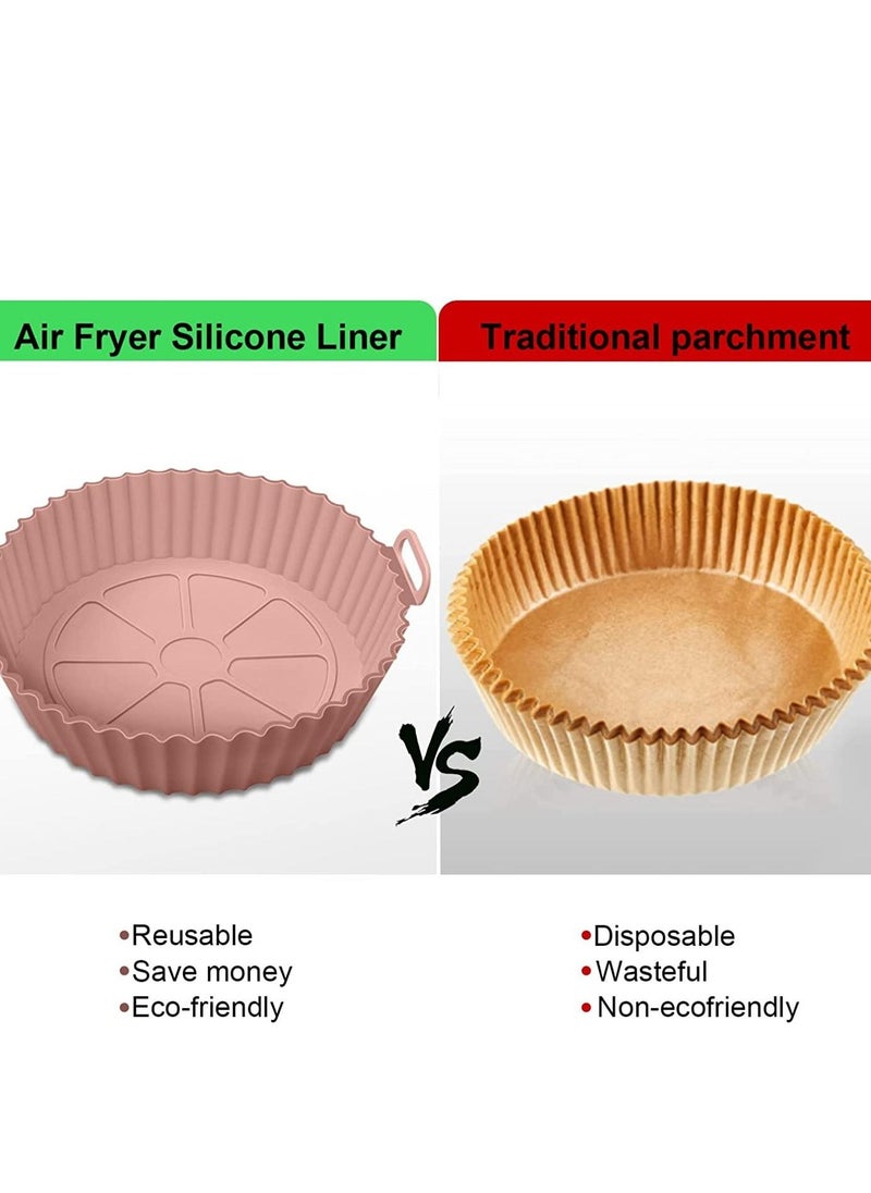 Captaintech Air Fryer Silicone Pot 2 Pcs Liners Food Safe Non-Stick Accessories Reusable Basket Kitchen Oven Round Tray for 3 to 5 Qt Airfryer  - Image 5