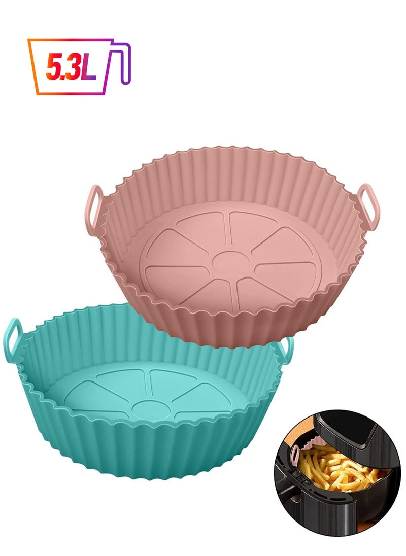Captaintech Air Fryer Silicone Pot 2 Pcs Liners Food Safe Non-Stick Accessories Reusable Basket Kitchen Oven Round Tray for 3 to 5 Qt Airfryer  - Image 1