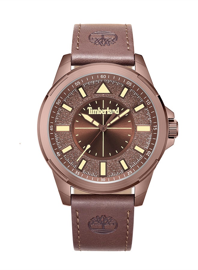 Timberland Men TBL SMU Men's 45.5mm Brown Dial Brown Leather Strap Analog Watch - Image 1