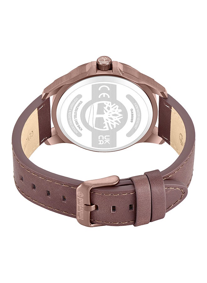 Timberland Men TBL SMU Men's 45.5mm Brown Dial Brown Leather Strap Analog Watch - Image 3