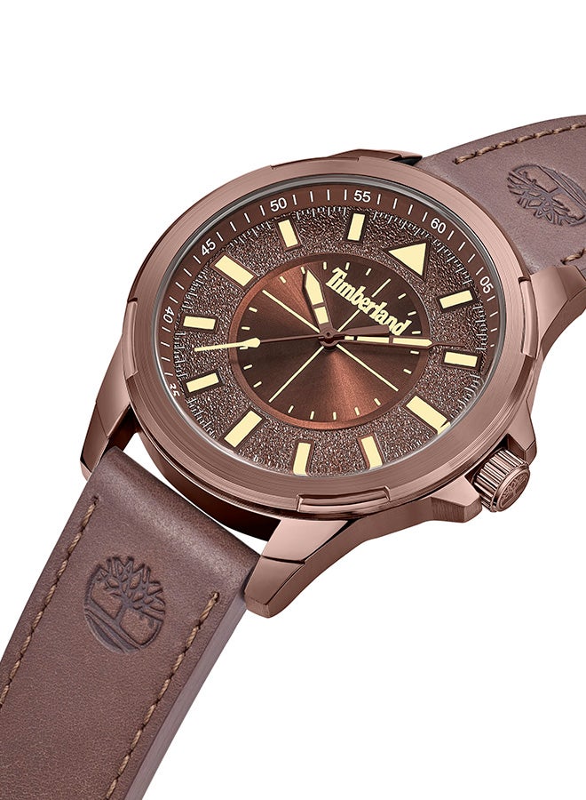 Timberland Men TBL SMU Men's 45.5mm Brown Dial Brown Leather Strap Analog Watch - Image 2