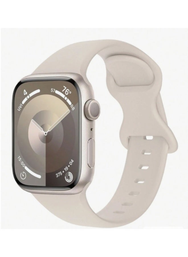 Sport Silicone Band Compatible With Apple Watch Band 42mm 44mm 45mm 46mm 49 mm - light beige - Image 2