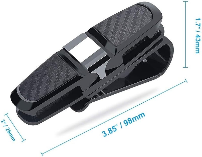 Universal Black Car Sun Visor Sunglasses Holder Clip 2PCS Set Portable Glasses Case - Image 4