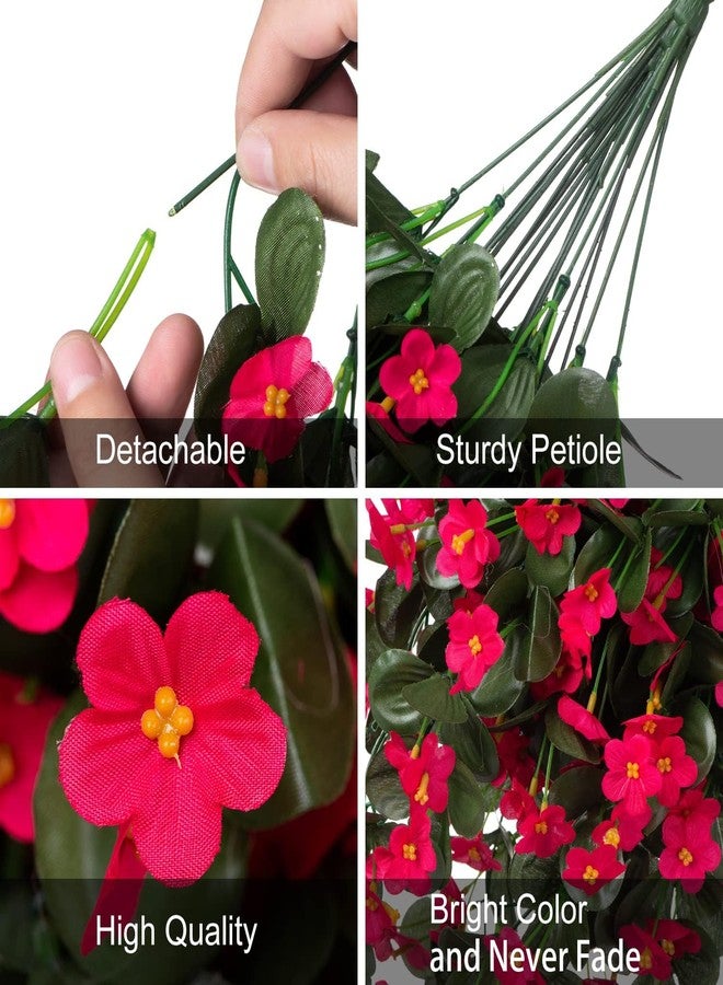 florisso Artificial Fake Hanging Plants Flowers for Outdoor 2 PCS Faux Silk Morning Glory Vines Stems UV Resistant for Wall Home Porch Patio Party Wedding Decor (Hotpink) - Image 5