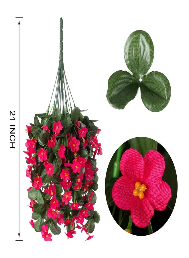 florisso Artificial Fake Hanging Plants Flowers for Outdoor 2 PCS Faux Silk Morning Glory Vines Stems UV Resistant for Wall Home Porch Patio Party Wedding Decor (Hotpink) - Image 4