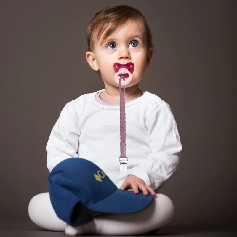 Duludulu Braided Pacifier Clips Baby Girl - Unisex Design Binky Clips with Teething Straps for Shower & Birthday Gifts - Image 5