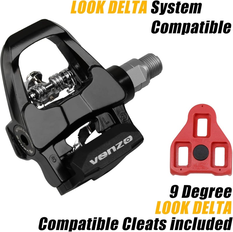 Venzo Sealed Fitness Exercise Indoor Bike Bicycle Pedals & Cleats - Compatible with Peloton, Look Delta & Shimano SPD - with Toe Cages Pedals Set or Cage Removal Tool for Indoor Fitness Exercise - Image 2