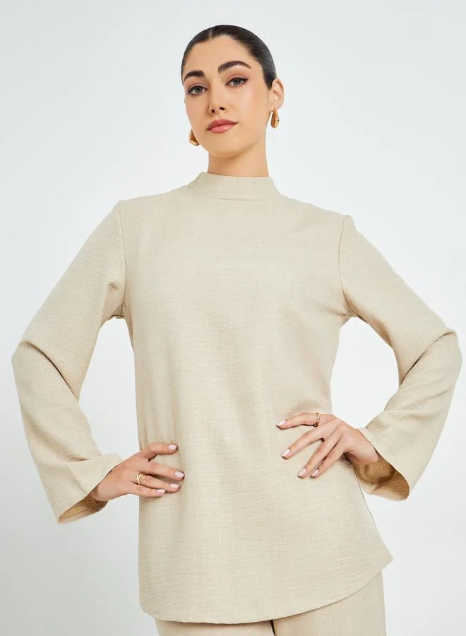 Amirah  Beige Oversized Top and Wide Leg Pants Modest Set for Women | Best Price UAE