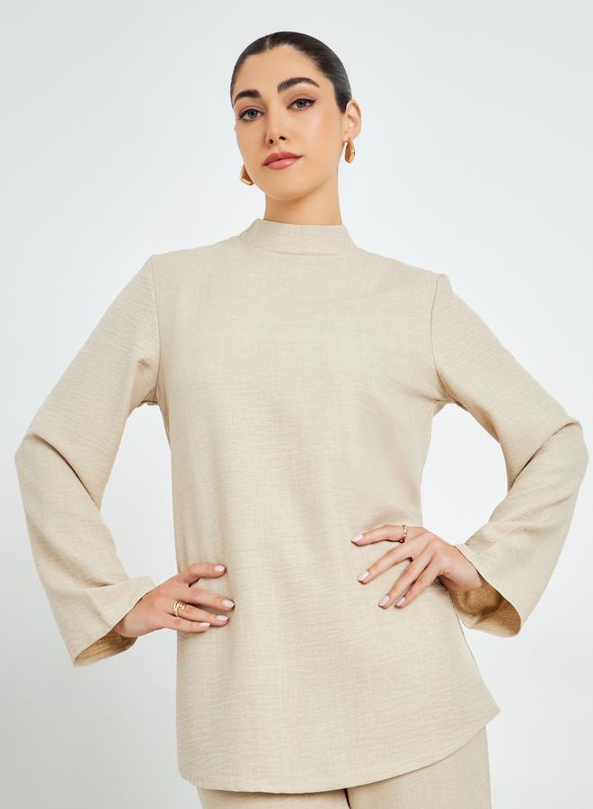Amirah Beige Oversized Top and Wide Leg Pants Modest Set - Image 3