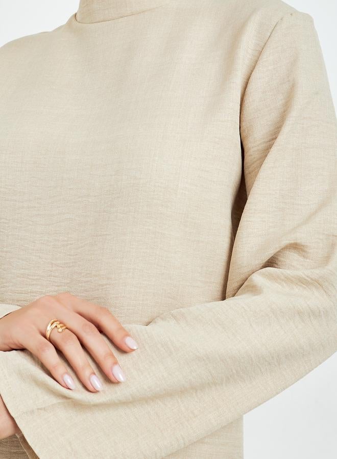 Amirah Beige Oversized Top and Wide Leg Pants Modest Set - Image 4