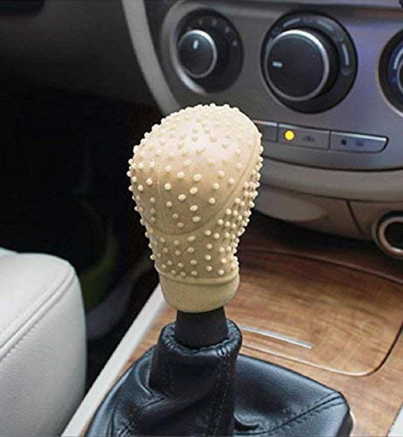 Aksmit Anti-Scratch Soft Car Auto Silicone Nonslip Oval Gear Shift Knob Protector Cover (Beige) for WagonR - Image 4