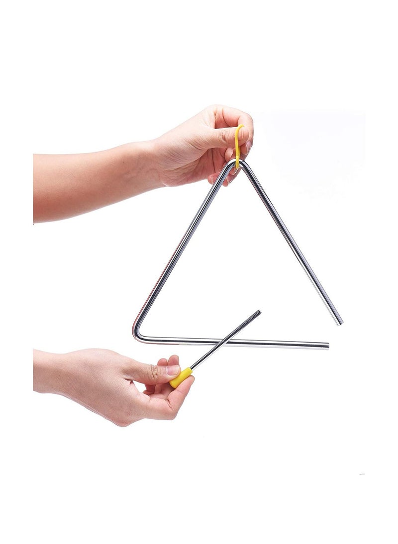 SYOSI Musical Steel Triangle Percussion Instrument with Striker for Adults Kids Dinner Bell Small Instruments - Image 1