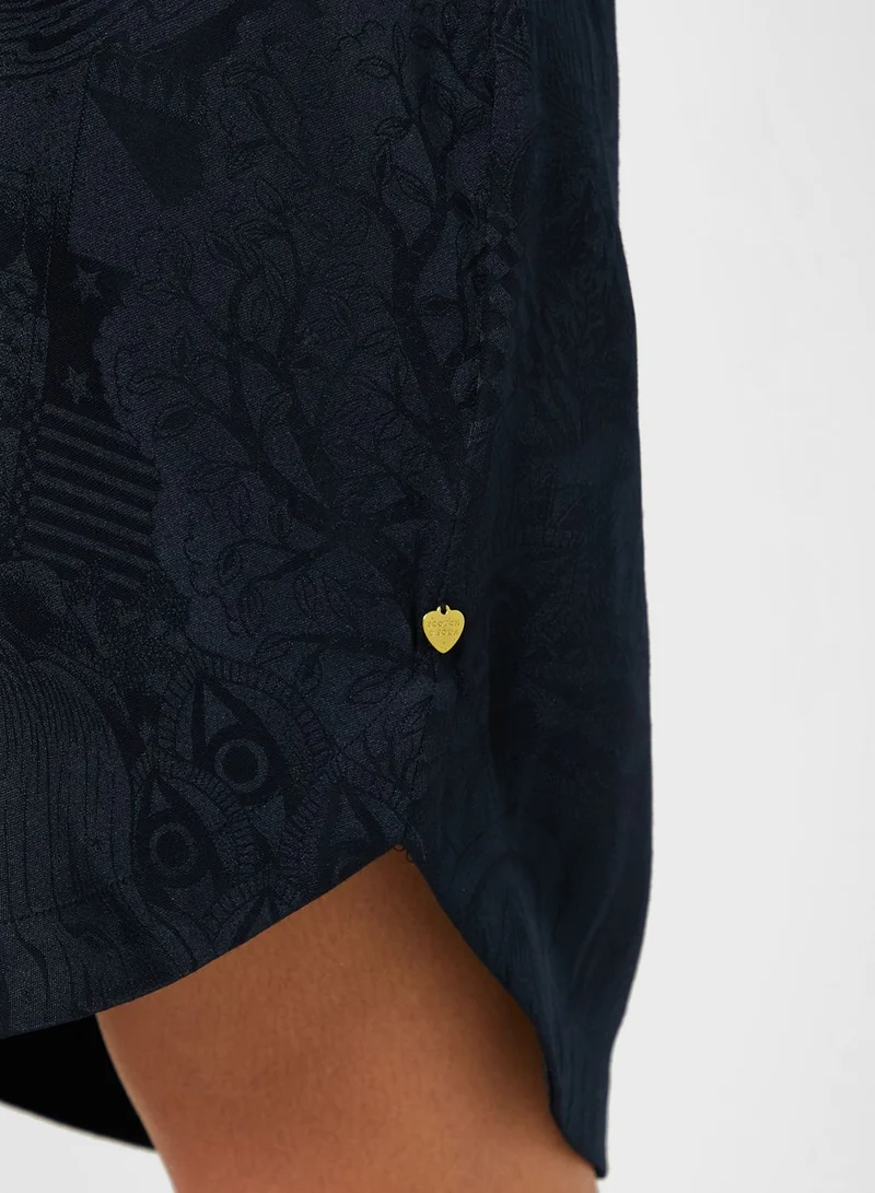 Scotch & Soda Pleated Sleeve Jacquard Dress