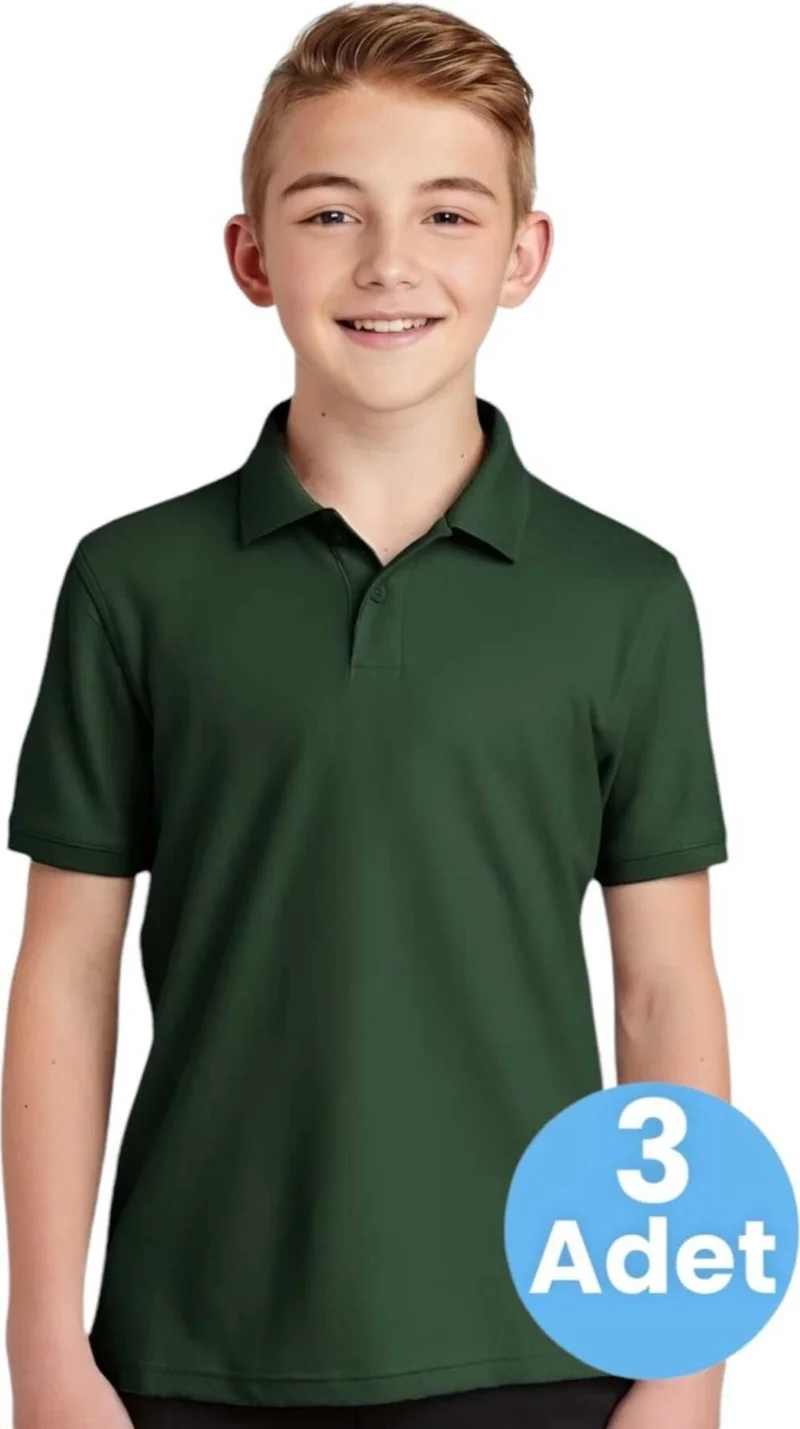 Tezzgelsin 3-Piece Boys Cotton Polo Collar T-Shirt Daily and School Uniform School T-Shirt