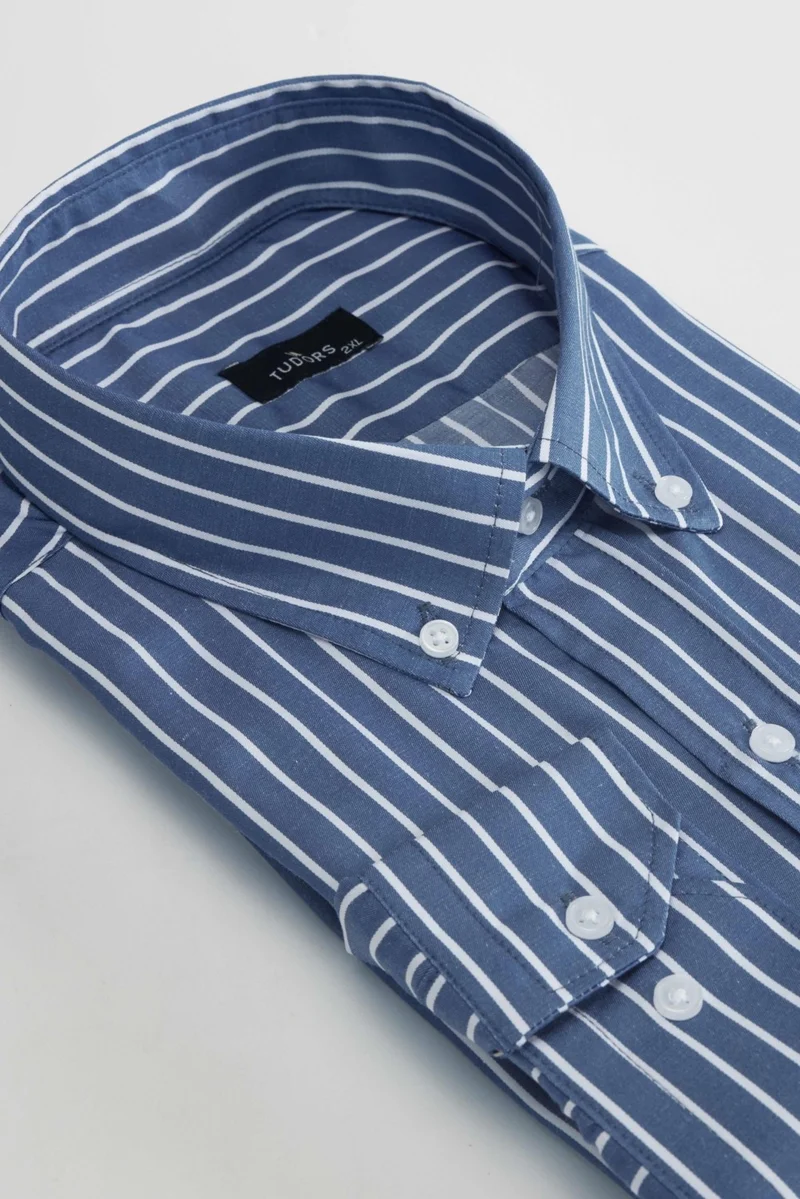 تودورس Oversized Plus Size Striped Men's Shirt