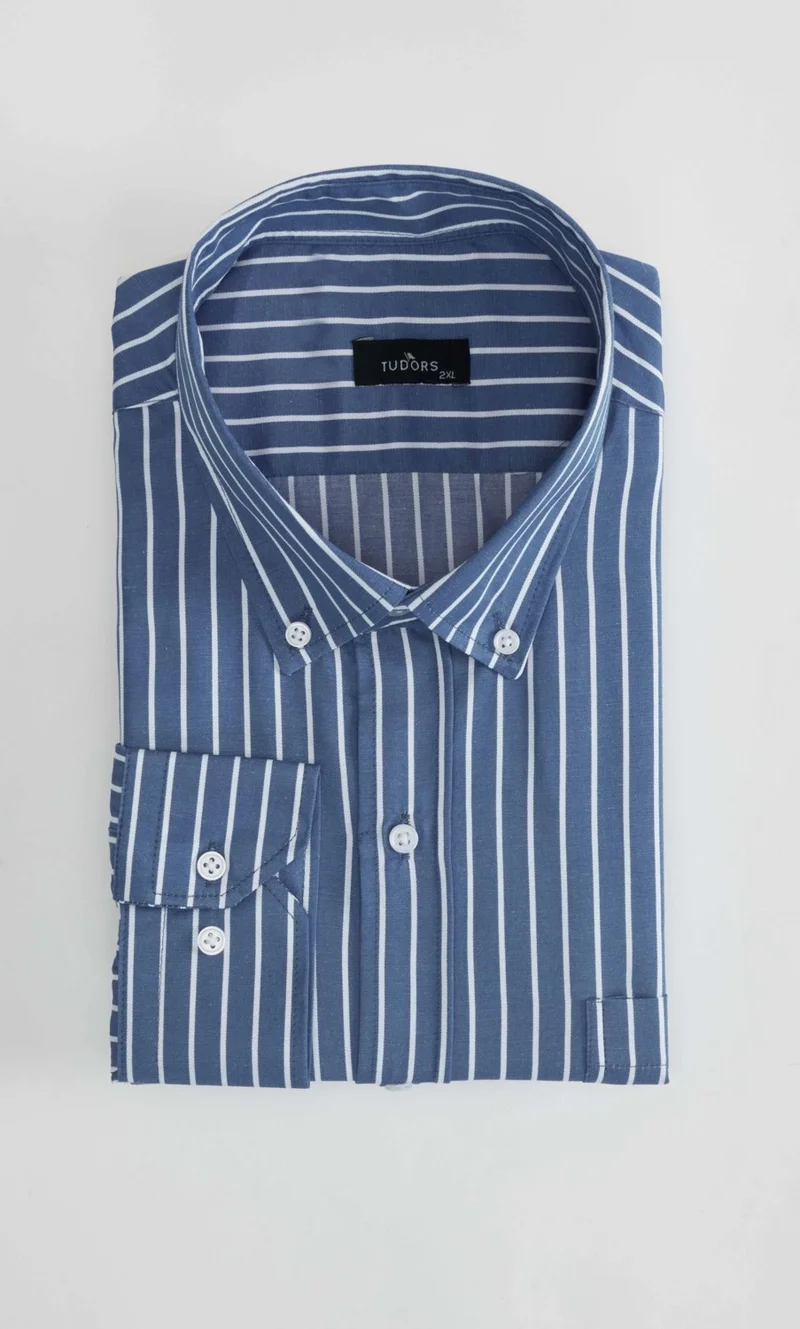 تودورس Oversized Plus Size Striped Men's Shirt