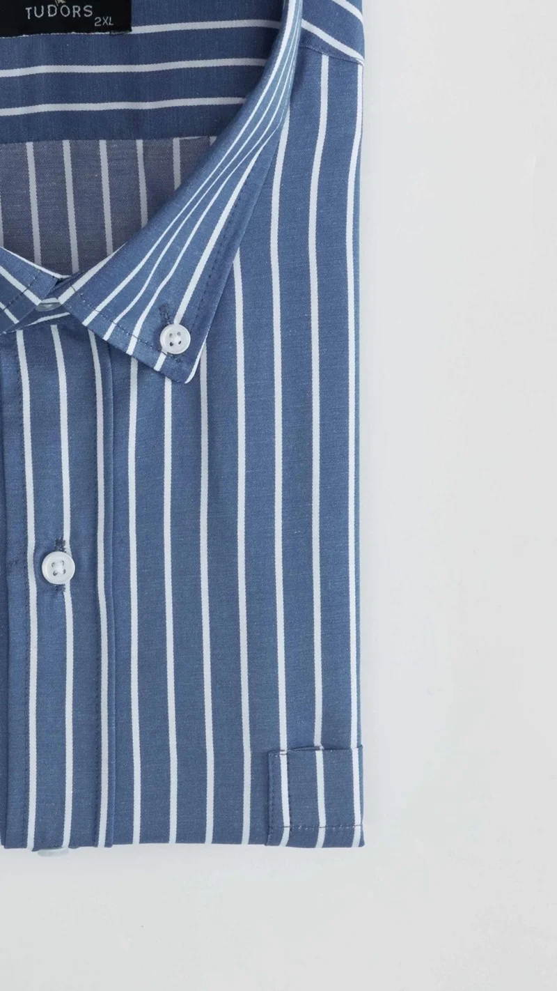 تودورس Oversized Plus Size Striped Men's Shirt