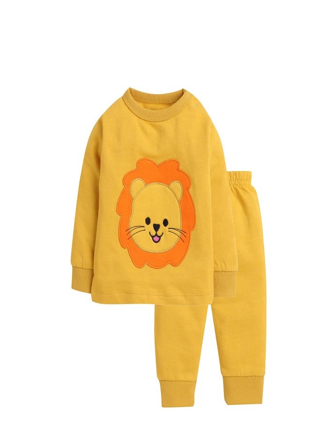 EIO Clothing Fleece Track Suit for Baby Boys & Girls - Unisex Clothing Sets Full Sleeve T-Shirt & Pant (0-3 Months, Yellow) - Image 1