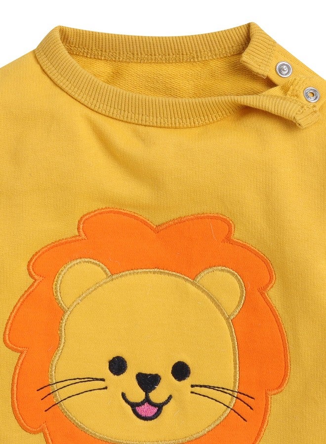 EIO Clothing Fleece Track Suit for Baby Boys & Girls - Unisex Clothing Sets Full Sleeve T-Shirt & Pant (0-3 Months, Yellow) - Image 2