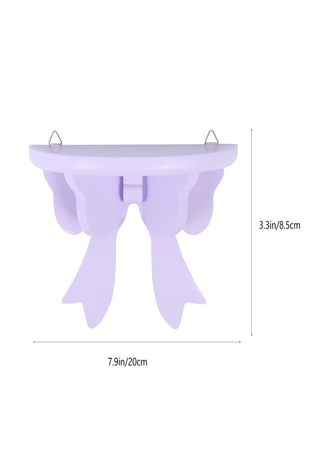 Amosfun 3 Pcs Bow Tie Rack Wooden Wall Shelves Wall Mounted Shelves for Storage Elephant Candy Dish Corner Bookshelf Kitchen Rack Wooden Bookshelf Charming Office Purple Bracket - Image 3