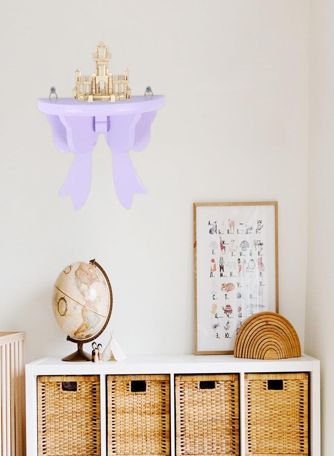 Amosfun 3 Pcs Bow Tie Rack Wooden Wall Shelves Wall Mounted Shelves for Storage Elephant Candy Dish Corner Bookshelf Kitchen Rack Wooden Bookshelf Charming Office Purple Bracket - Image 5