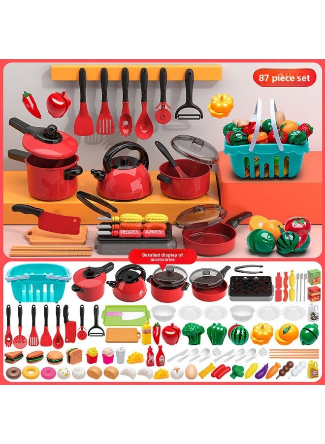 Children's Cross-Border Special Supply Of Children's Play House Kitchen Toy Set For Girls To Simulate Cooking, Frying And Cutting Fruits For Men And Women