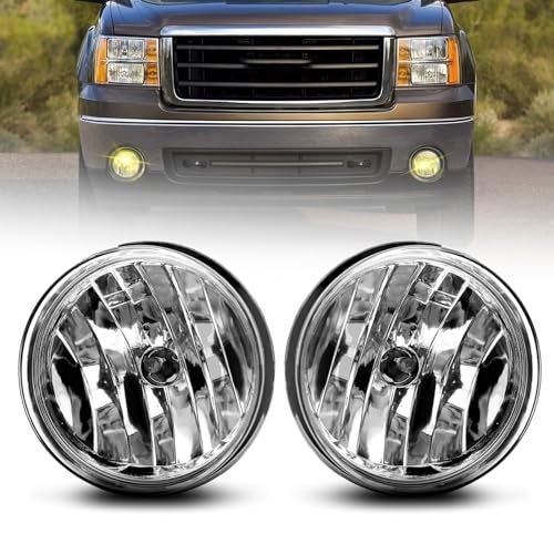 Boxlight Fog Lights Compatible with 2007-2013 GMC Sierra 1500/2007-2014 Sierra 2500 3500 (Not Fit Classic Models) 1 Pair Fog Lamps With 880 12V 27W Bulbs, GC-308-BOXLIGHT - Image 1