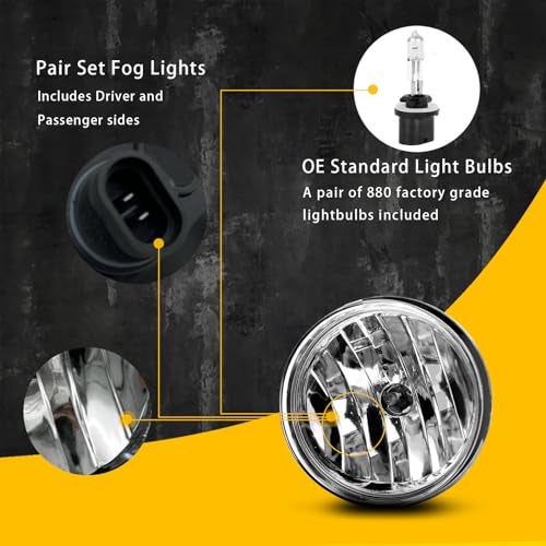 Boxlight Fog Lights Compatible with 2007-2013 GMC Sierra 1500/2007-2014 Sierra 2500 3500 (Not Fit Classic Models) 1 Pair Fog Lamps With 880 12V 27W Bulbs, GC-308-BOXLIGHT - Image 4