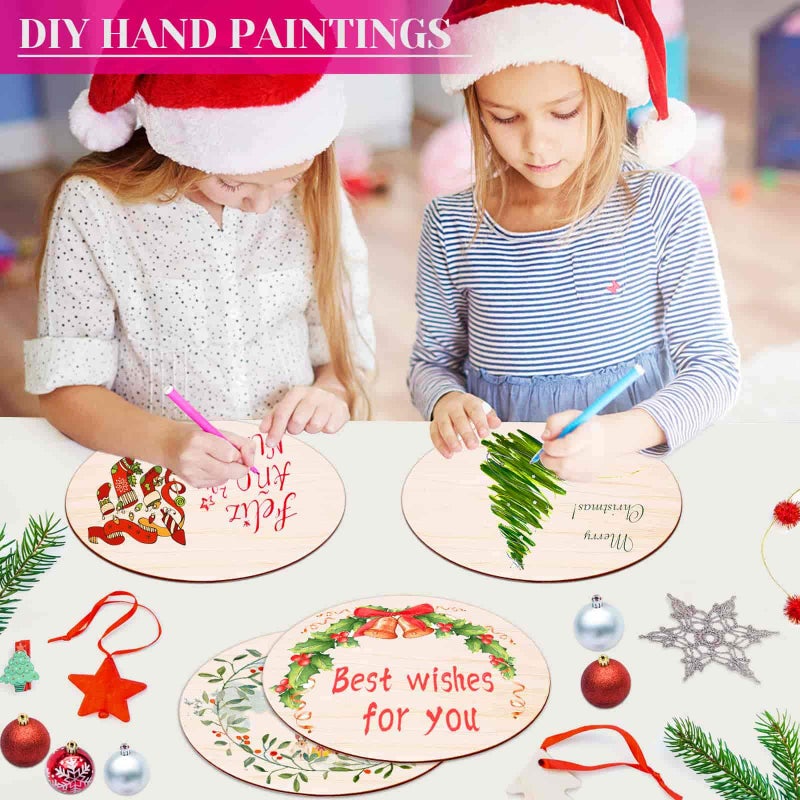 Acejoz 4 Pack 14 Inch Wood Circles for Crafts, Acejoz Round Wood Plywood Circles Unfinished Wood for Craft, Wood Discs for Door Hanger, Wood Burning, Painting and Christmas Decorations - Image 3