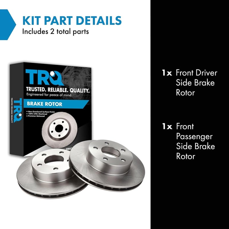 TRQ Front Brake Rotors Set Vented Compatible with 1995-2001 Ford Explorer 1998-2003 Ranger 1998-2002 Mazda B4000 1998-2001 Mercury Mountaineer - Image 2