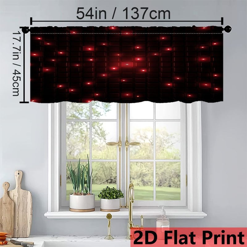 1pc 2pcs Set Red Light Spot Array Polyester Curtains 27.5x54in Blackout Grid Pattern Window Panels for Bedroom Living Room Office Rod Pocket Design Fade Resistant Artistic Style - Image 3