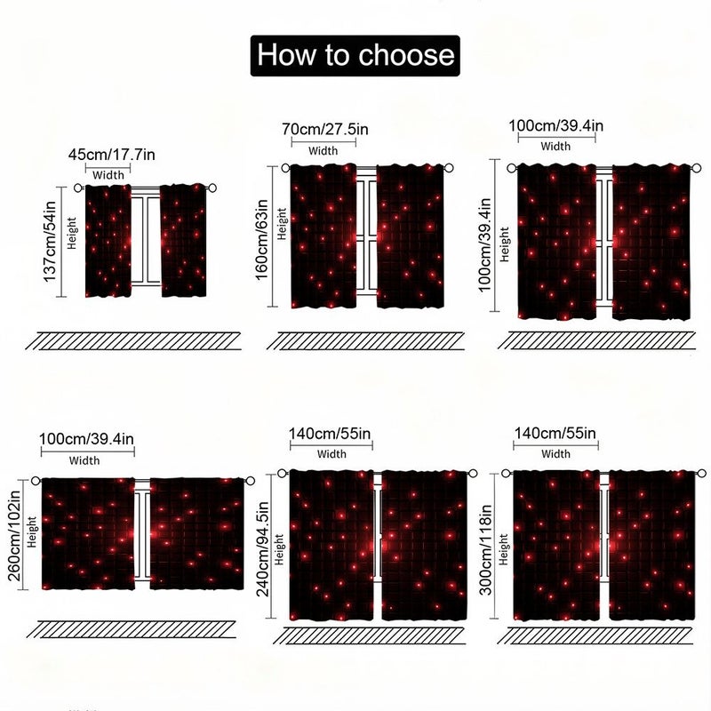 1pc 2pcs Set Red Light Spot Array Polyester Curtains 27.5x54in Blackout Grid Pattern Window Panels for Bedroom Living Room Office Rod Pocket Design Fade Resistant Artistic Style - Image 2