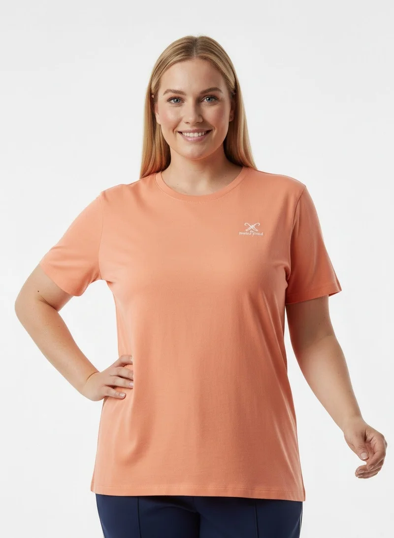 لعب البولو تيشيرت نسائي برسومات برتقالي مقاس