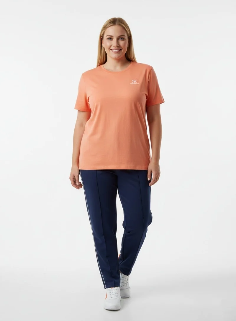 لعب البولو تيشيرت نسائي برسومات برتقالي مقاس