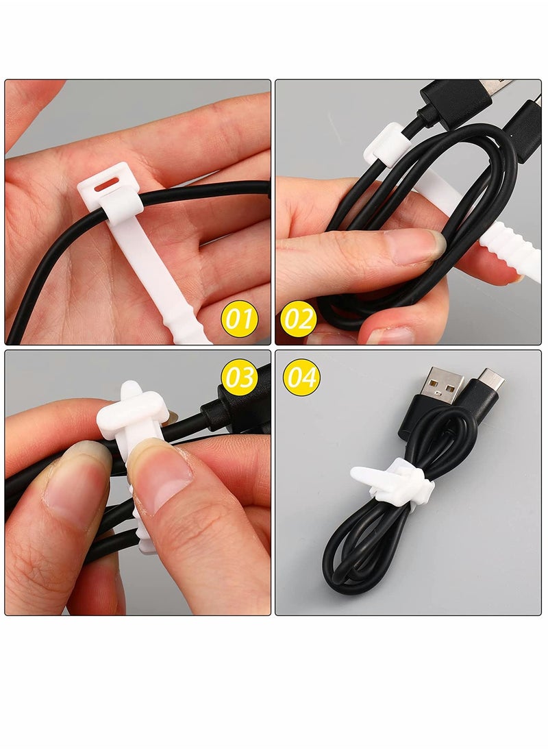 SYOSI - Silicone Cable Ties Reusable 4.5 Inch zip ties Cord Organizer Zip Ties Cable Management Rubber Cable Organizer Tie for Wire, Food Bags, Headphone, Home Office Supplies (100 Pcs) - Image 1