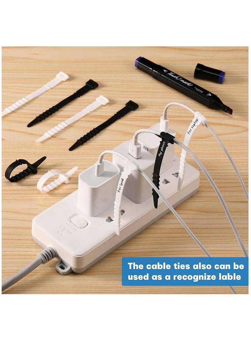 SYOSI - Silicone Cable Ties Reusable 4.5 Inch zip ties Cord Organizer Zip Ties Cable Management Rubber Cable Organizer Tie for Wire, Food Bags, Headphone, Home Office Supplies (100 Pcs) - Image 1