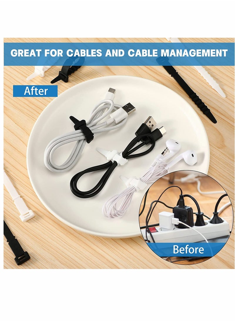 SYOSI - Silicone Cable Ties Reusable 4.5 Inch zip ties Cord Organizer Zip Ties Cable Management Rubber Cable Organizer Tie for Wire, Food Bags, Headphone, Home Office Supplies (100 Pcs) - Image 1