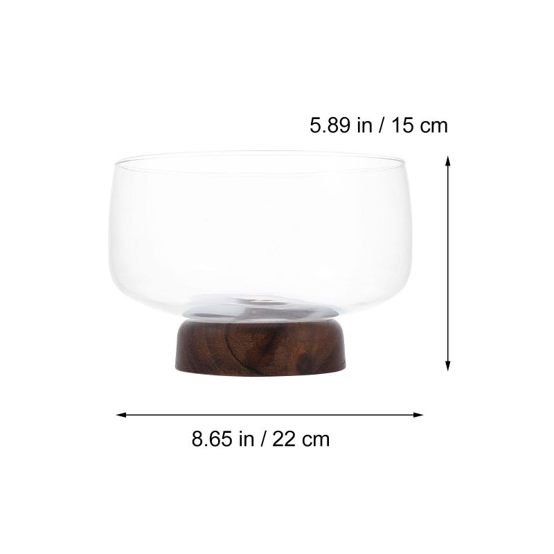 Modern Wooden Pedestal Fruit Bowl with 3500ml Glass Snack Container for Kitchen and Dining - Image 3