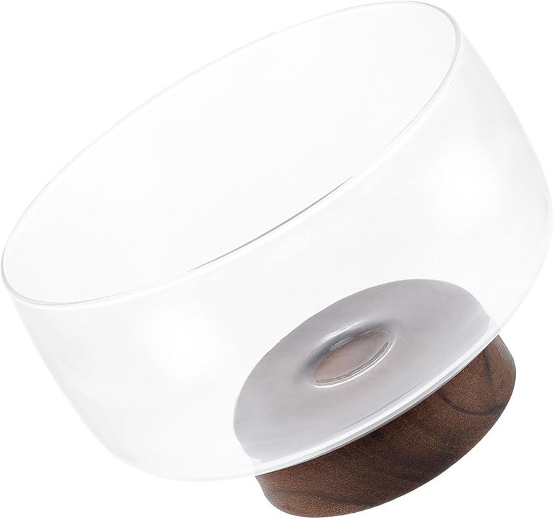 Modern Wooden Pedestal Fruit Bowl with 3500ml Glass Snack Container for Kitchen and Dining - Image 1