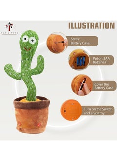 TOY GARDEN Dancing Cactus Toy – Talking Cactus Toy for Boys and Girls – Singing Cactus Toy Repeat What You Say – Singing, Dancing, Voice Recording Plush Learning Toys  - Image 5